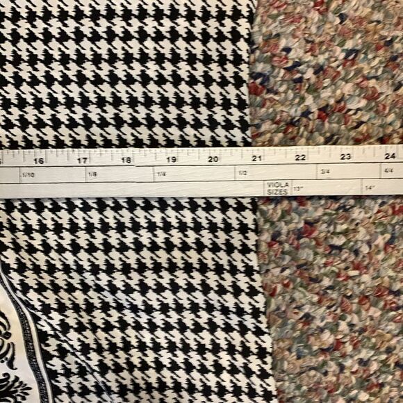 Lands’ End Black White Houndstooth Floral Tie Neck Button Front LS Tunic Sz 12 - Picture 15 of 16